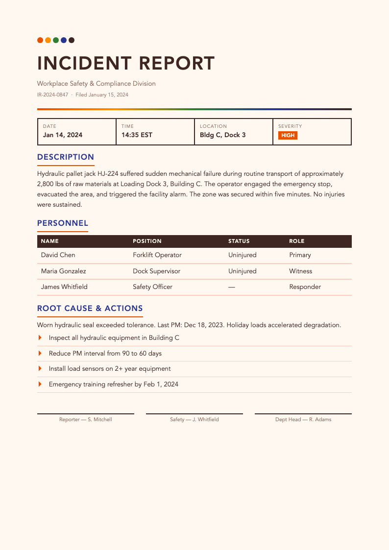 Mid century modern incident report